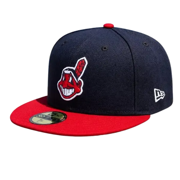 New Era Cleveland Indians Premium MLB Hat – 2026.Embroidered Flat Brim Snapback for Everyday Streetwear Red&Black