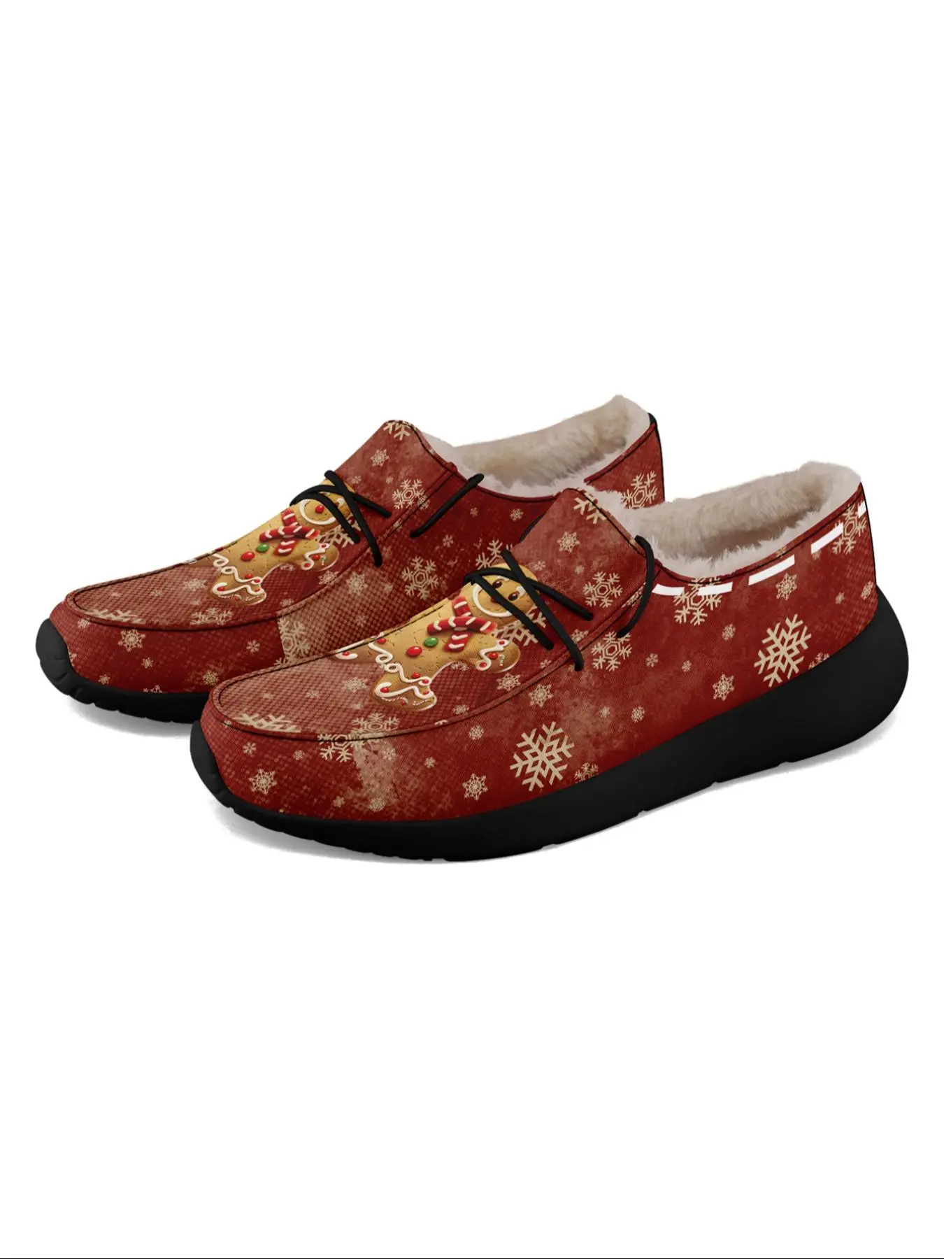 Women's Christmas Loafers,Christmas Cute Gingerbread Designed Lightweight Comfortable London Sole Plush Canvas Shoes for Autumn and Winter, Lazy Loafers, Personalized Fun Christmas Gift for Mom/Dad/Her/Him/Girlfriend/Boyfriend/Wife/Husband/Friend