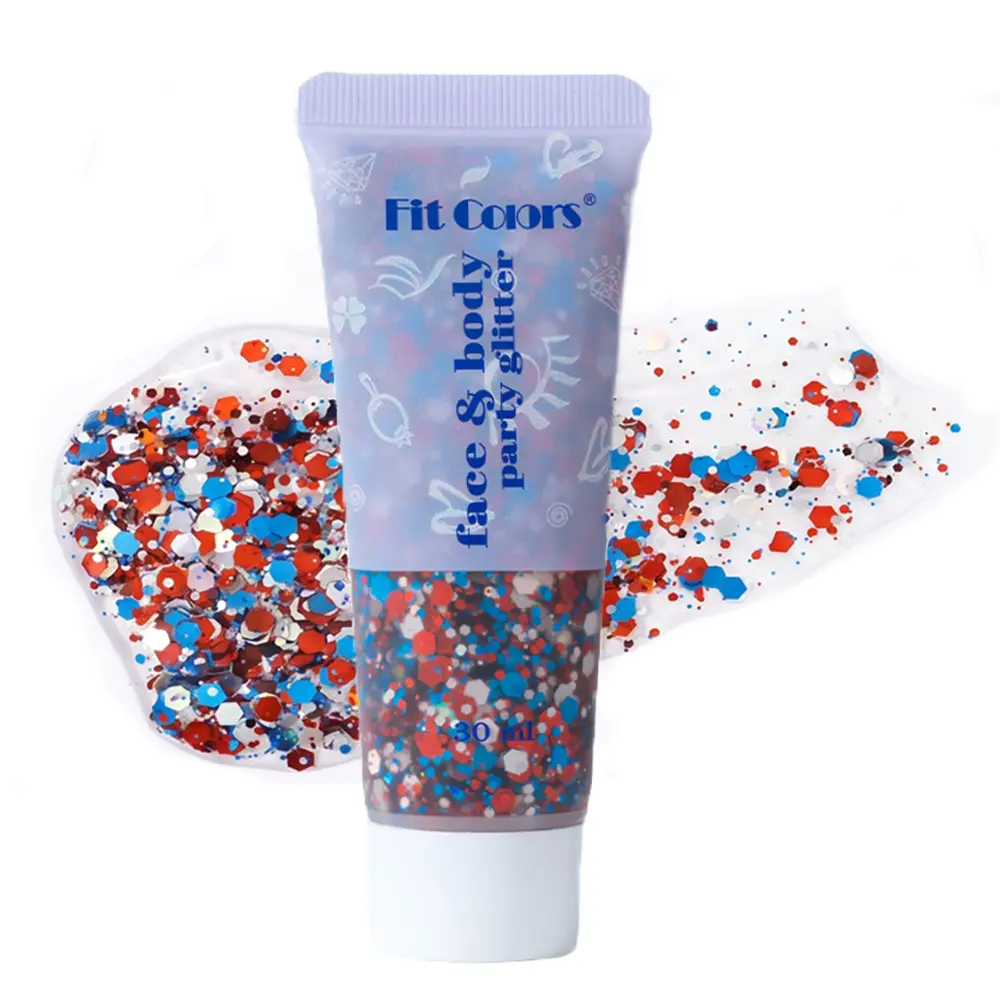 Super Sparkly Shimmer Holiday Makeup Glitter Gel - Chunky Cosmetic Face Sparkles for Face, Body, Hair, Glitter Glam #01 Christmas Colors Gift for Women