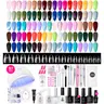 Beetles Gel Nail Polish Starter Kit with UV Light, Base & Top Coat, Nail Glue, Crystal, Golden Rhinestones - DIY At-Home Manicure Tools, Beauty Products, Gifts for Women #Summervibes