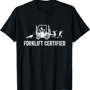 Men’s Casual Round Neck Short-Sleeve T-Shirt, Forklift Certified Operator Graphic Tee with Chicken Print, Lightweight Cotton Fabric Men’s Shirt,summervibes outdoorfun