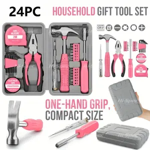 Pink Tool Set 24 Piece Tool Kit Pink Tools for Women Gifts for Women DIY Home Repair Tool Set Portable Tool Box Household Tools Christmas Gift