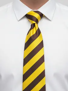 Men's Striped Hand-Tied Tie, 8cm Woven Fabric Business Classic Necktie, Stylish and Formal Accessory for Men