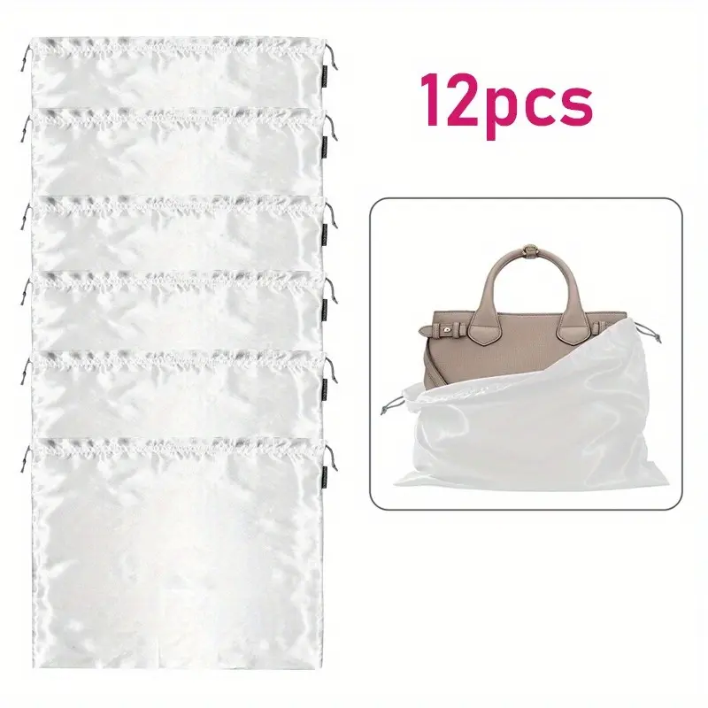 6 Packs Dust Bags for Handbags, Silk Dust Cover Bag for Handbags Purses Shoes Boots, Silk Dustproof Drawstring Bag Travel Storage Pouch