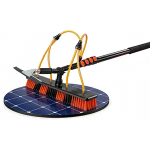 [Deals For You Days]Holdwell S 2-in-1 Solar Panel Cleaning Brush Kit with Squeegee, 15FT Water Fed Pole, 21.65" Rotating Brush Head with 4 Spray Jets, Telescoping Window Washing Brush with Soap Dispenser & 65FT Hose