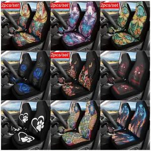 2pcs Aesthetic Printed Car Seat Covers, Auto Seat Protectors, Universal Fit for Front Seats, Easy Care Polyester, Perfect Gift for Cars & Suvs