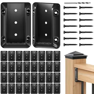 40 Pcs Deck Railing Bracket Connectors for 2"*4" (Actually 1.5"x3.5") Wood Post to Handrail Connection, Railing Connectors with 280 Pcs Galvanized Black Screws for Wooden Stair Fence Railings