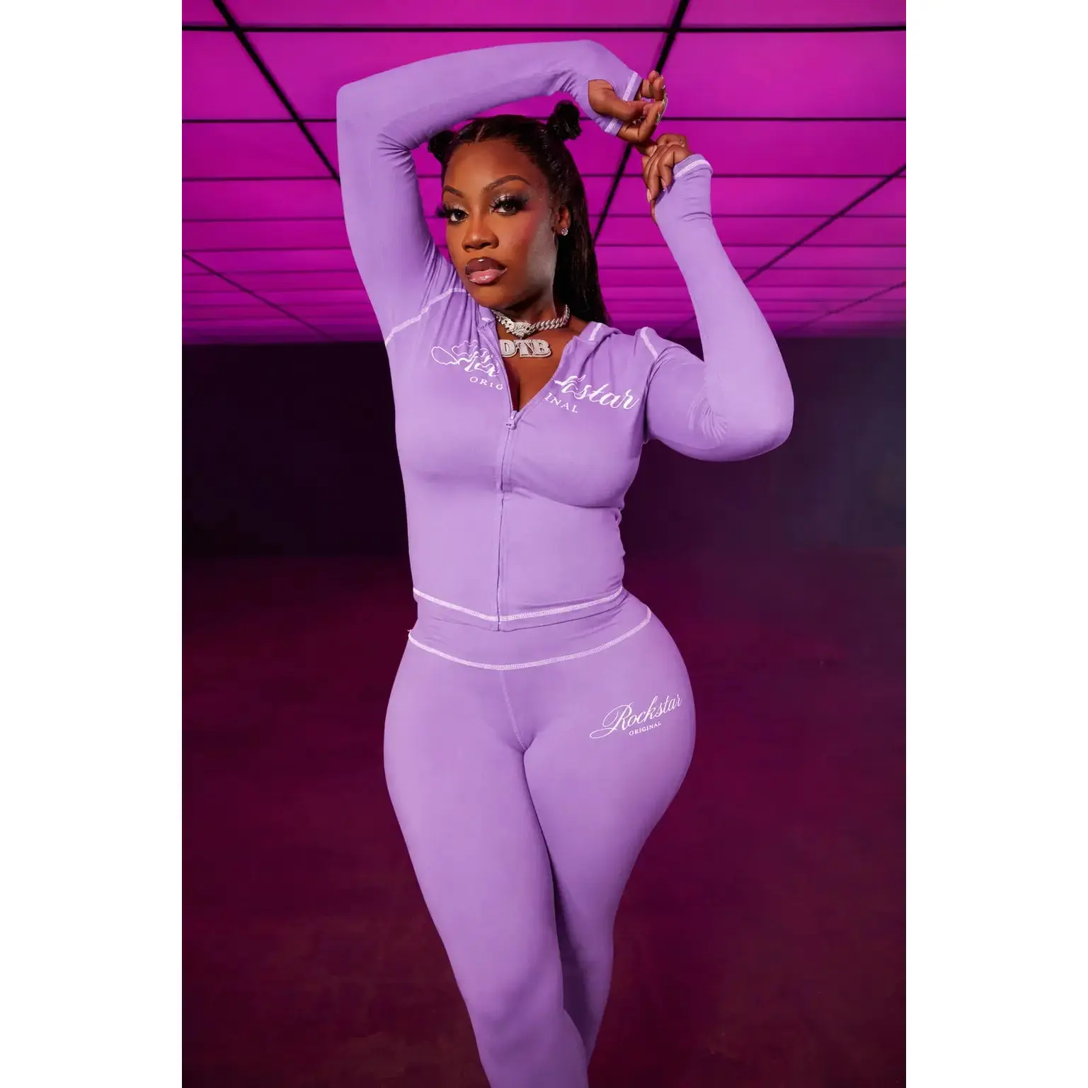 Arzena Purple Zip Up Lounge Track Set