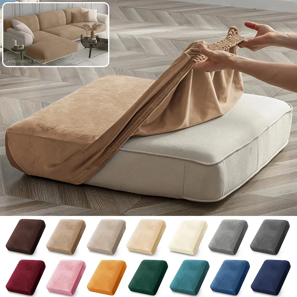 Super Soft Velvet Sofa Covers Luxury Plain Stretchable Sofa Cover Stretch Couch Cover for Living Room Washable Sofa Slipcover Dustproof Sofa Protector Elastic Sofa Slipcover Chaise Lounge Case Pet-Friendly Couch Slipcover