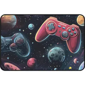 Galactic Gaming Controllers Desk Mat & Mouse Pad - Vibrant Cosmic Design, Retro Game Controllers, Non-Slip, Durable, Water-Resistant, Perfect for Gamers, Streamers, and Retro Gaming Fans - Artisan Mousepad - Best Gaming Mousepad, Neoprene mat