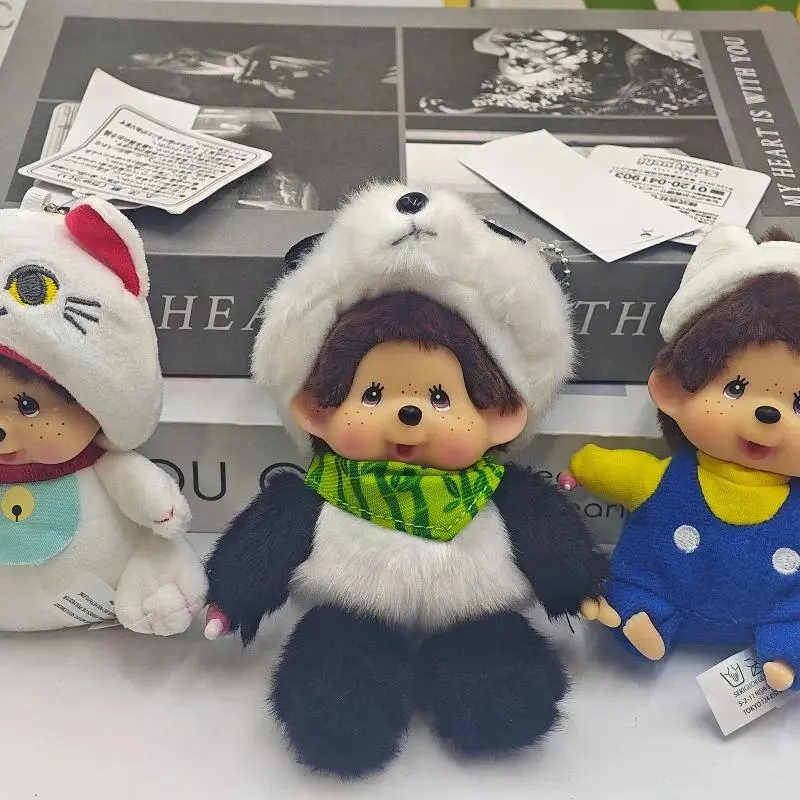 Kawaii Monchichi Keychain Colorful Monkey Keychain for Bags Hanging Pendant Monchichi Doll Hanging Charms Birthday Gift 몬치치 키링