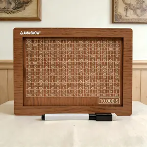 AMA SNOW Wooden Money storage jar Money Bank, Countdown Money Saving Box with 10000 Dollars Target, Money storage jar with Money Target and Numbers to Check for Boys Girls (10000 USD)