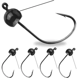 Tungsten Wacky Jig Heads - 5-Pack for Bass Fishing Jigs, Weedless Option Wacky Worm Hook - Finesse Jig for Soft Plastics