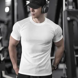 A short-sleeved T-shirt with a solid color base for sports, leisure, running, fitness, elasticity, quick-drying and slimming