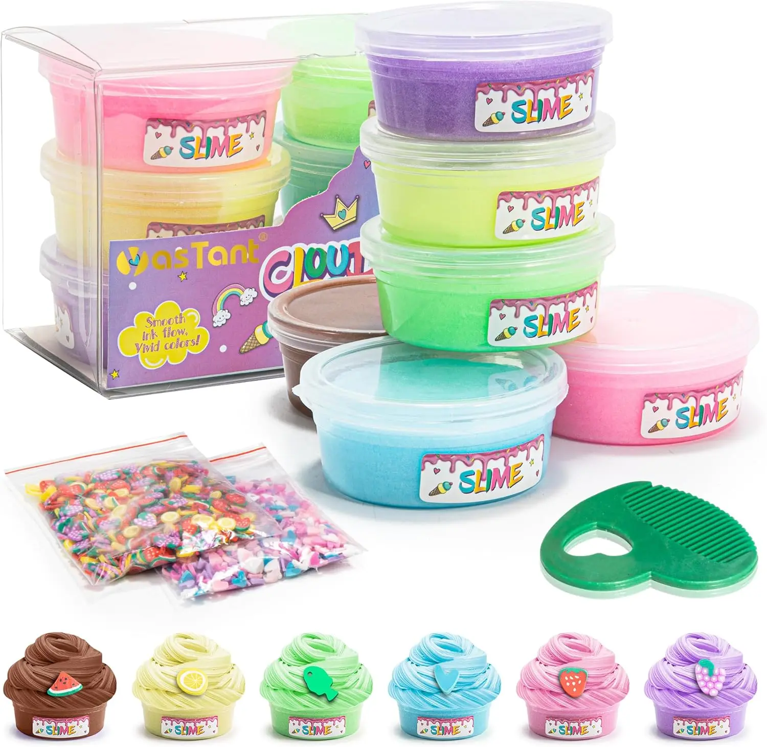 Halloween Fall Gift 6-Pack Fluffy Slime Kit  | Safe & Stretchy Butter Slime for Kids | Fun Stress Relief Toy for Girls & Boys