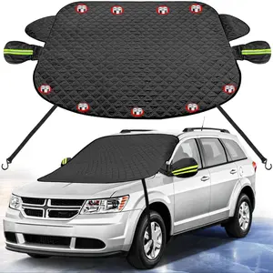 Magnetic Car Windshield Snow Cover, Oxford Fabric Ice Protector with Reflective Strip, Winter Essential Auto Accessory