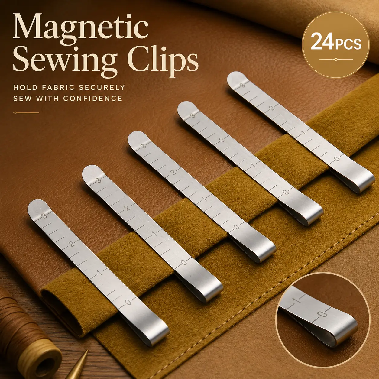 24Pcs Magnetic Sewing Clips - Secure Fabric Clamps Replace Pins for Hemming & Crafts