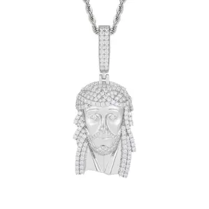 【#P664】UCCIYO 18K Gold-Plated Jesus Pendant with Lab-Grown Moissanite S925 Sterling Silver Synthetic Moissanite Pendant Necklace for Women Men Hip Hop Jewelry Gift