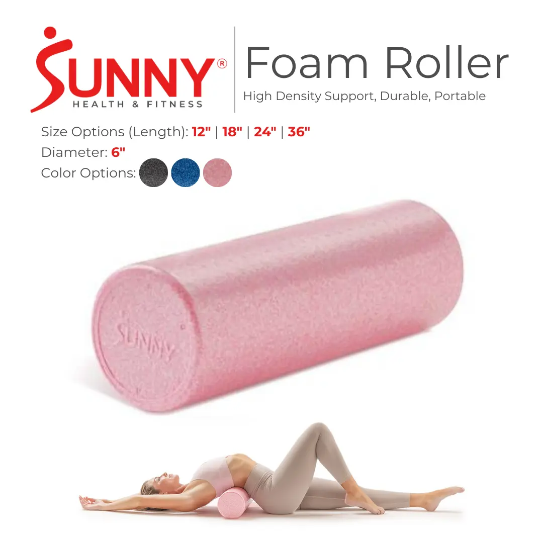 SUNNY High Density Foam Roller Multiple Colors and Sizes for Home Gym Workout Fitness Deep Tissue Massage Mobility Stretching Yoga Pilates Balance Training Exercise Equipment for Warm Up Cool Down Flexibility and Post Workout Recovery for Men and Women SUNNY High Density Foam Roller Multiple Colors and Sizes for Home Gym Workout Fitness Deep Tissue Massage Mobility Stretching Yoga Pilates Balance Training Exercise Equipment for Warm Up Cool Down Flexibility and Post Workout Recovery for Men and Women