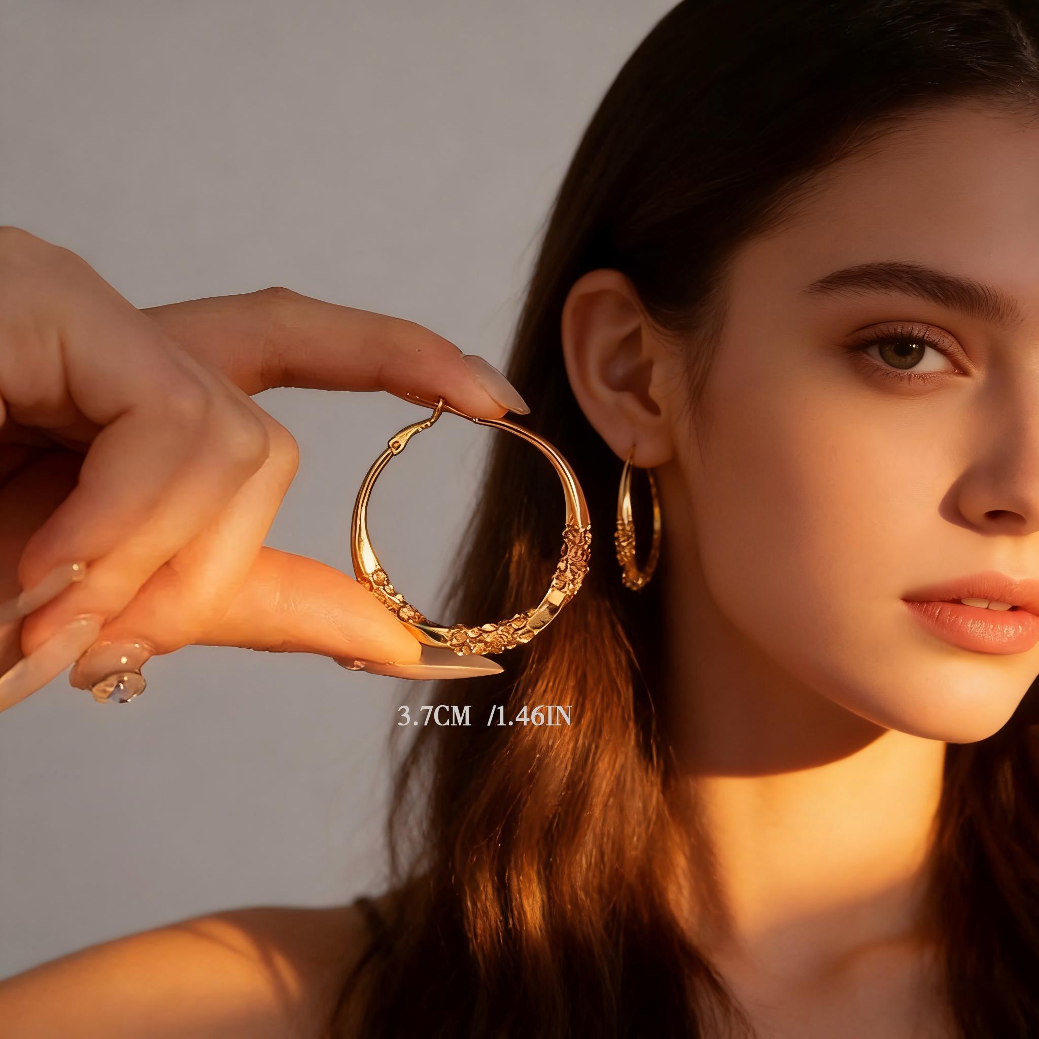 Twisted Hoop Earrings 14K Gold Plated Chunky Round Design Elegant Minimalist Statement Earrings with Chic Fashion Jewelry Crystal Accents for Women