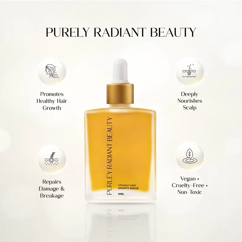 Purely Radiant Beauty Hair Growth Oil – Nourishing & Strengthening Formula for Thicker, Fuller Hair – Promotes Healthy Scalp – Rosemary, Peppermint, Castor & Black Seed Oils – Special Blend of Imported Oils & Herbs – 50ML