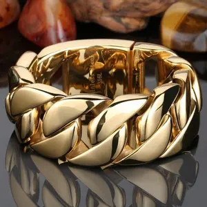 32mm Titanium Steel Bracelet Stainless Steel for Hip Hop Rap Jewelry for Men Women Gift Party Daily OutfitERCJ