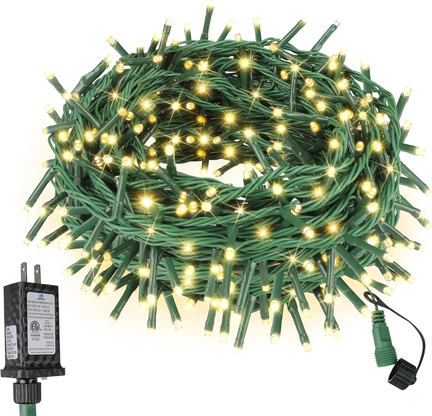 200 LED Christmas Mini Lights End-to-End Plug 8 Modes Indoor String Lights with Timer Outdoor Twinkle Fairy Lights for Christmas Tree Patio Garden Holiday Warm White