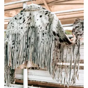 COWHIDE FRINGE JACKET-BROWN