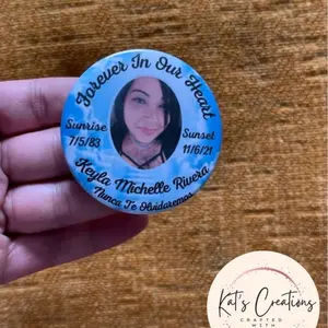 Custom Memorial Buttons - Forever in Our Hearts Engraved Pins