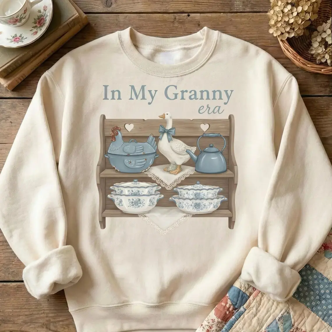 In My Granny Era Shirt Design, Vintage Goose Kitchen Shelf Art, Grandma Core Graphic Tee, Fashion Gift Tshirt or Sweatershirt - TrendWear USA