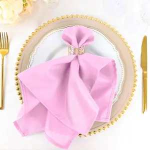 5 Pack Polyester Napkins 20"x20" Pink - Durable & Wrinkle Resistant Dinner Napkins