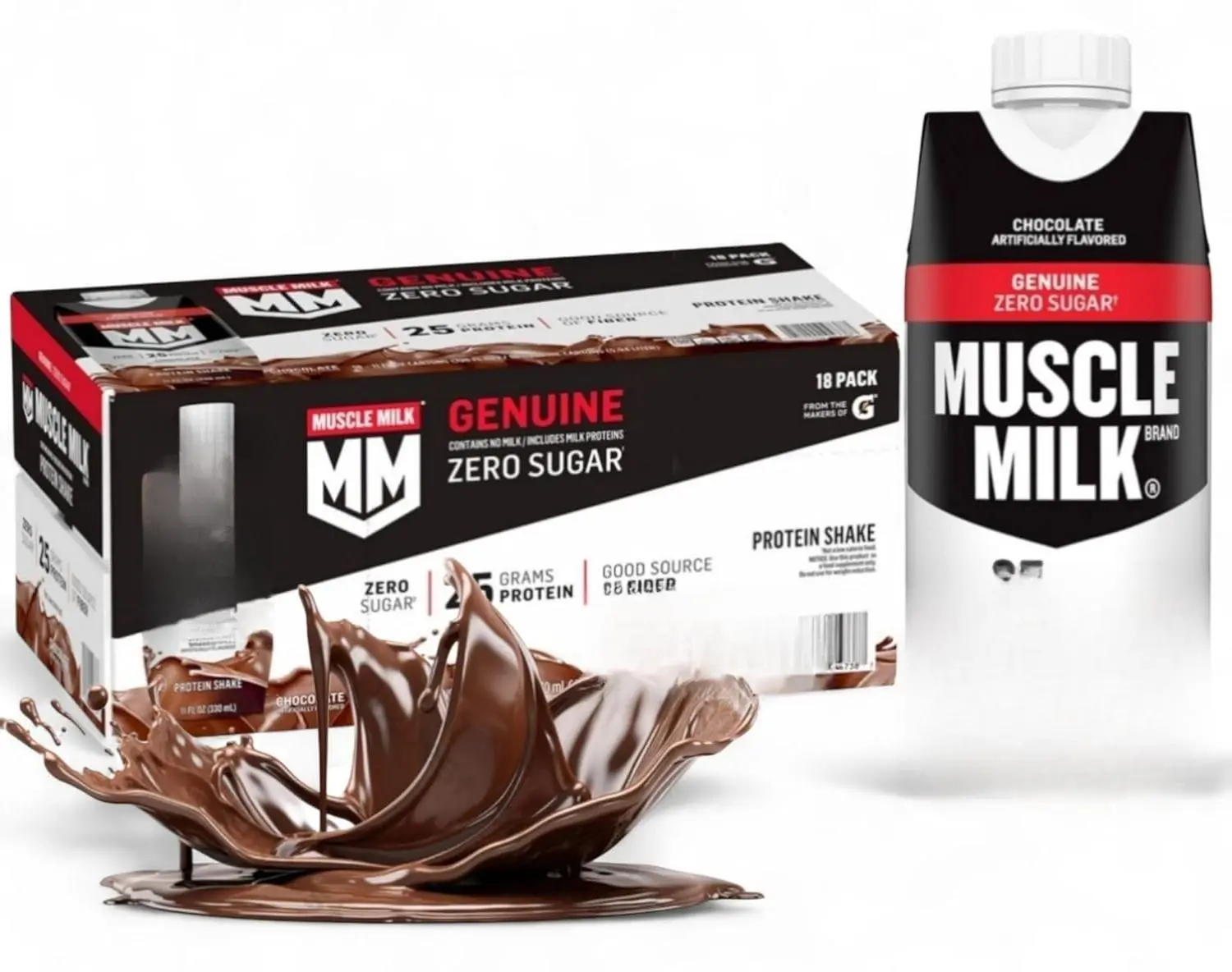 Muscle- Milk High Protein Chocolate Shake, 25g Protein, 11 fl oz Bottles (18 Pack) – Custom bundled by MOOCHI