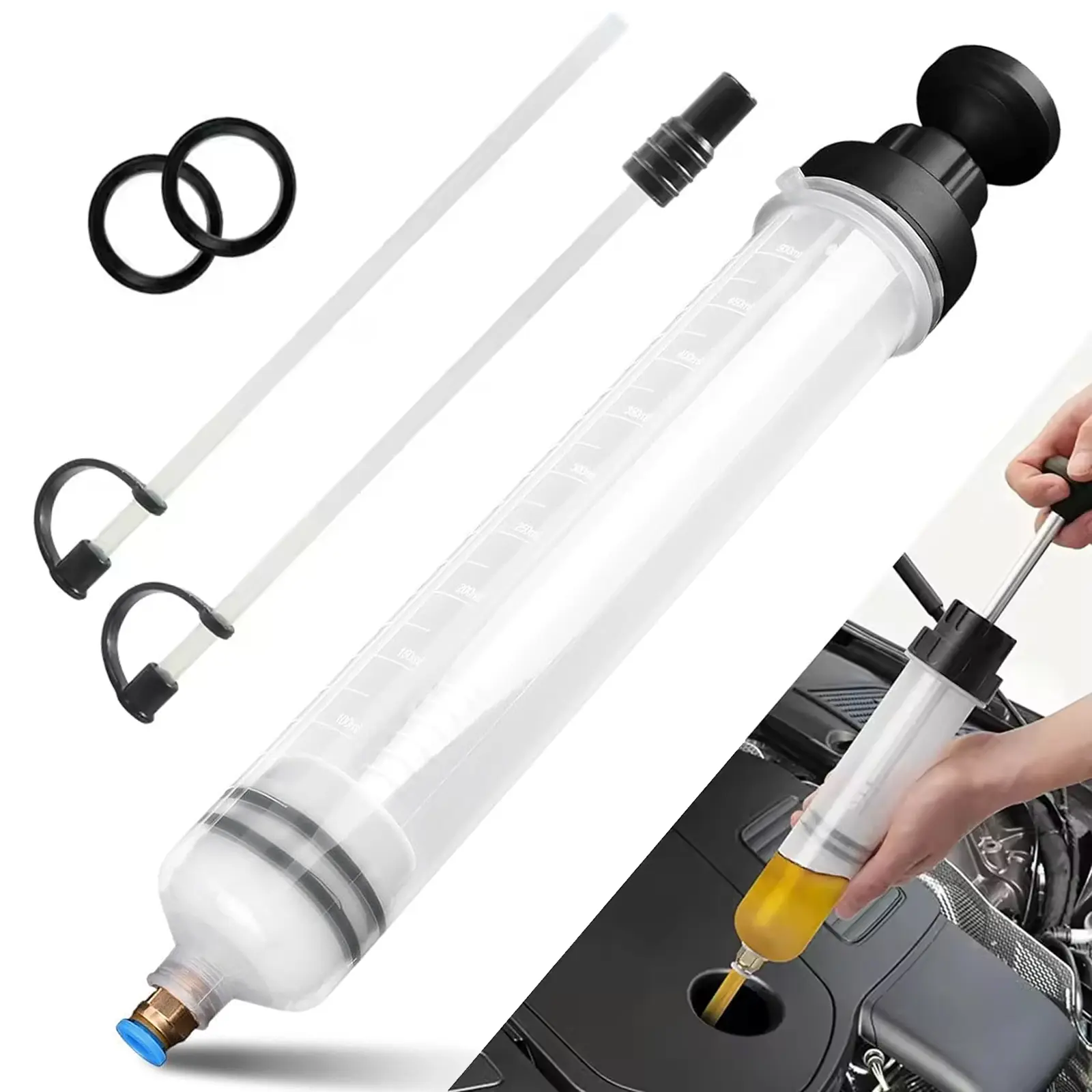 500cc/200cc Fluid Extractor, Multi-Purpose Oil Syringe, Oil Suction Pump, Manual Extraction and Filling Pump, Automotive Oil Syringe Mechanic Tools Oil Filter Wrench