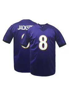 Men's Loose-Fit Baltimore Football Jersey Short Sleeve Top, Breathable Name and Number Embroidery Rugby Jersey, Stylish Jersey, Unisex Style for All Seasons, Perfect for Outdoor Sports & Training,Casual Wear