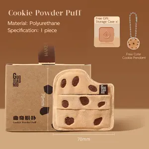 GUOXIAONIU Cookie Powder Puff, Dual-Sided Plush Sponge Puff, Cute Makeup Setting Powder Puff, Soft and Fluffy, Perfect for Face