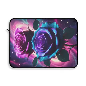 Galactic Rose Laptop Sleeve with Vibrant Floral Design, Stylish Computer Case, Gift for Her, Tech Organizer, Floral Tech Accessory