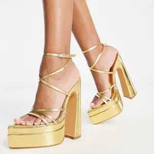 Gold platform heels