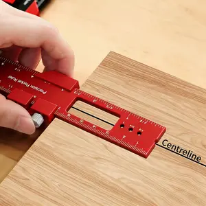 Precision Aluminum Portable Pocket Ruler Set, 6/8/12 Inches, Adjustable Slide Rule with Stop Block, Ideal for DIY Woodworking and Engineering