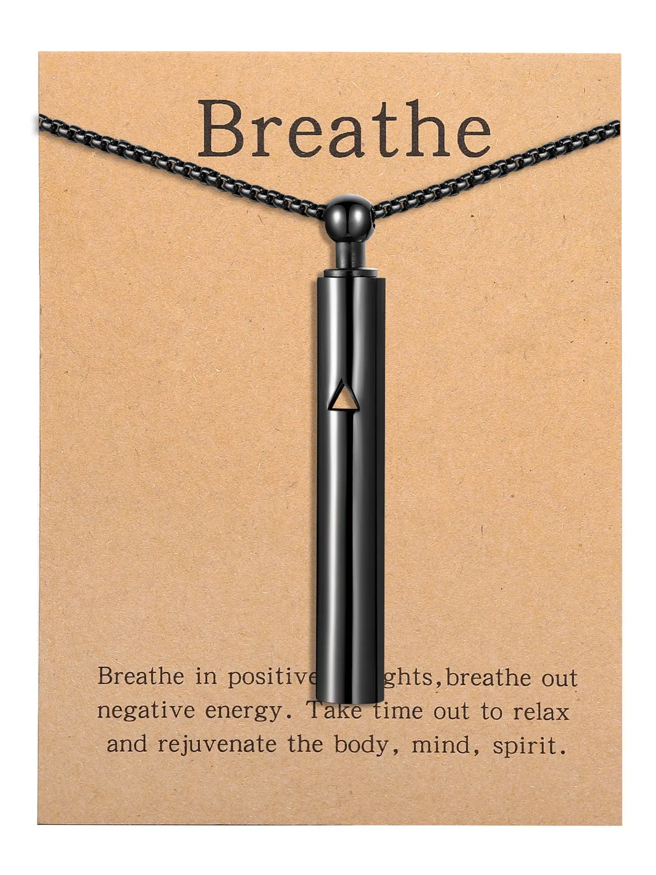 Focus Breathing Necklace, Anxiety Relief Pendant, Stainless Steel Charm, Natural Relaxation and Stress Reduction, Ideal for Wellness