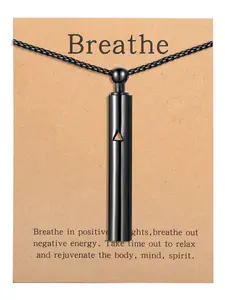 Focus Breathing Necklace, Anxiety Relief Pendant, Stainless Steel Charm, Natural Relaxation and Stress Reduction, Ideal for Wellness