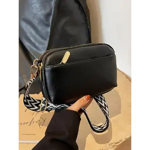 Women's Crossbody Bag, Back To School, Minimalist Stylish Plain Color Zipper Crossbody Bag with Adjustable Strap, High-quality Daily Commuting Bag for Girl