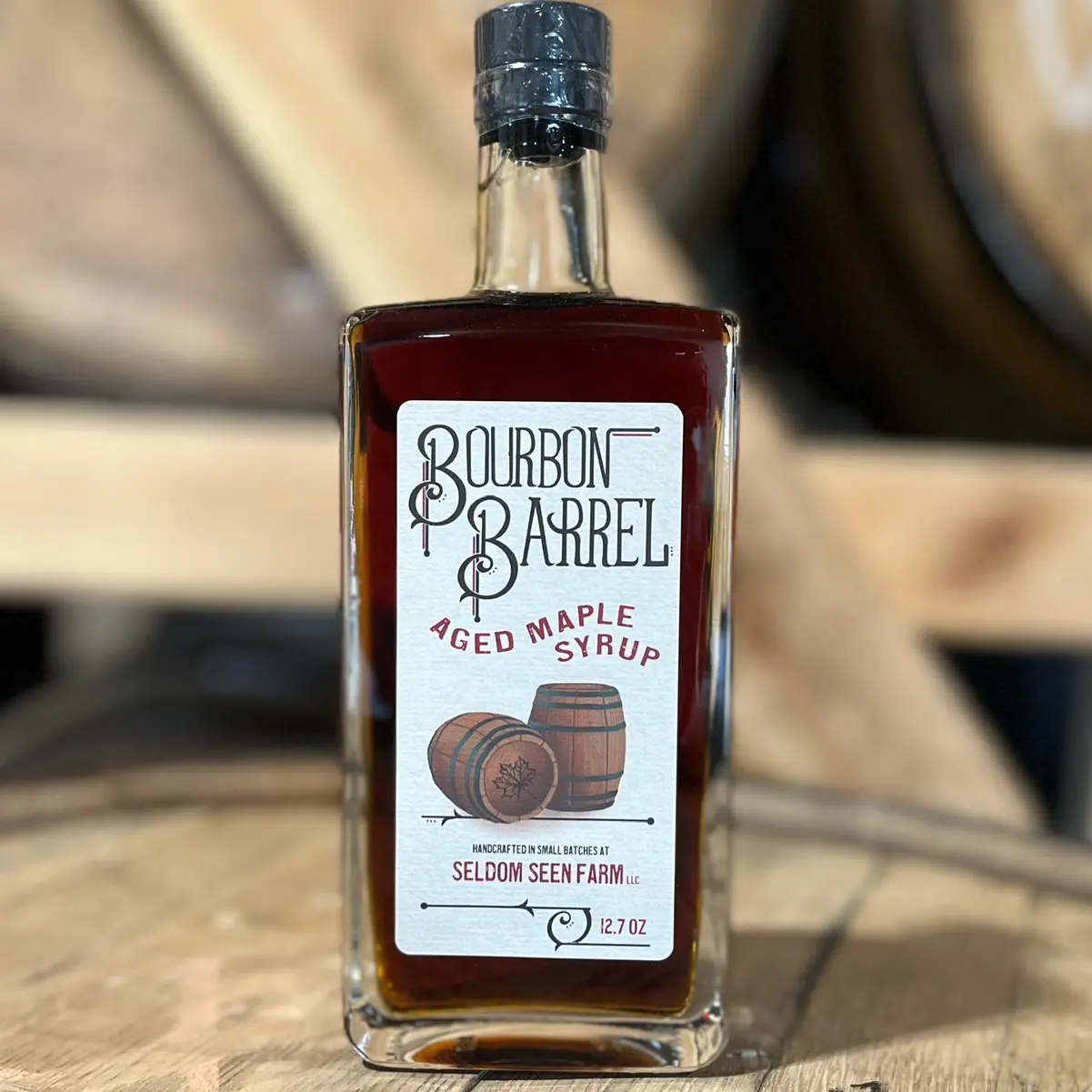 Bourbon barrel aged maple syrup