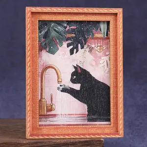 1PC Funny Cat Refrigerator Magnet, Fridge Magnet, Mini Photo Frame Magnet, Cat Washing Paws, Home Decor, Great Gift Choice