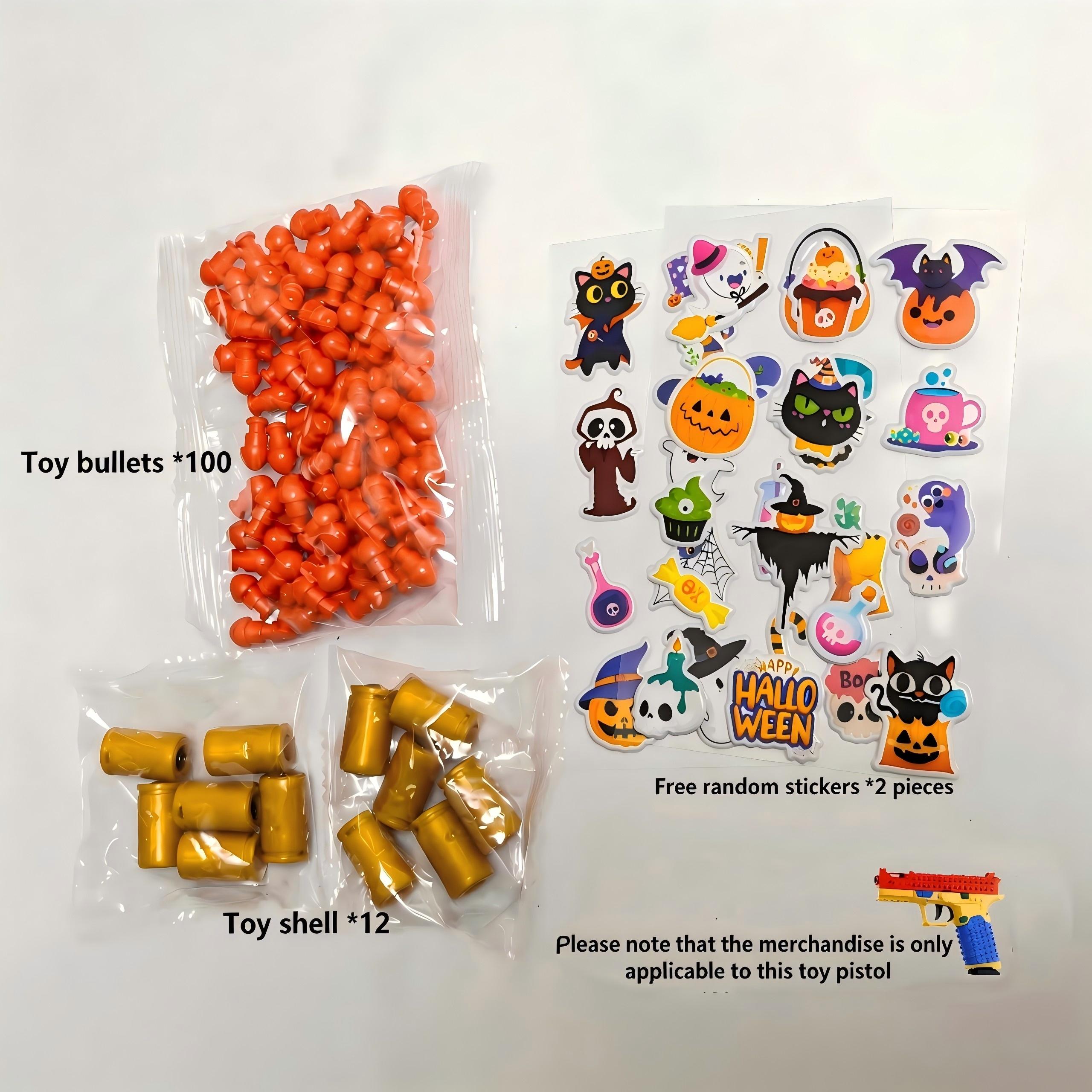 Toy bullet set, durable and safe toy set, gift for toy pistol lovers-quick filling design, reusable-shooting game accessories, including 12 plastic casings and 100 Toy plastic bullets.