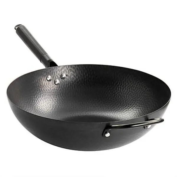 Gibson Home Hammered 13" Heavy Gauge Carbon Steel Wok in Black Gibson Home Hammered 13" Heavy Gauge Carbon Steel Wok in Black