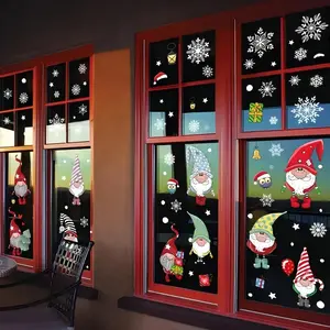 106PCS Christmas Winter Gnome Window Clings 6 Sheets Xmas Snowflakes Snowman Decorations Double Printed PVC Stickers for Holiday Home Office Glass Mirror Winter Party Decorations - Decorative