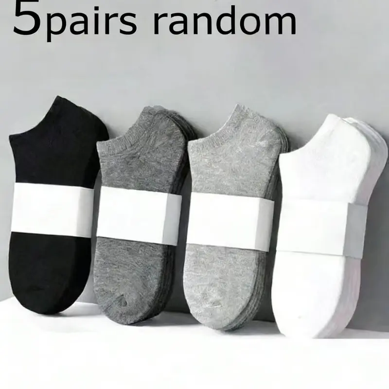 2 Pairs/5 Pairs/20 Pairs Color Invisible Short Socks Set, Casual Fitted Plain Design, All Seasons Wear, Unlined Comfortable Footwear