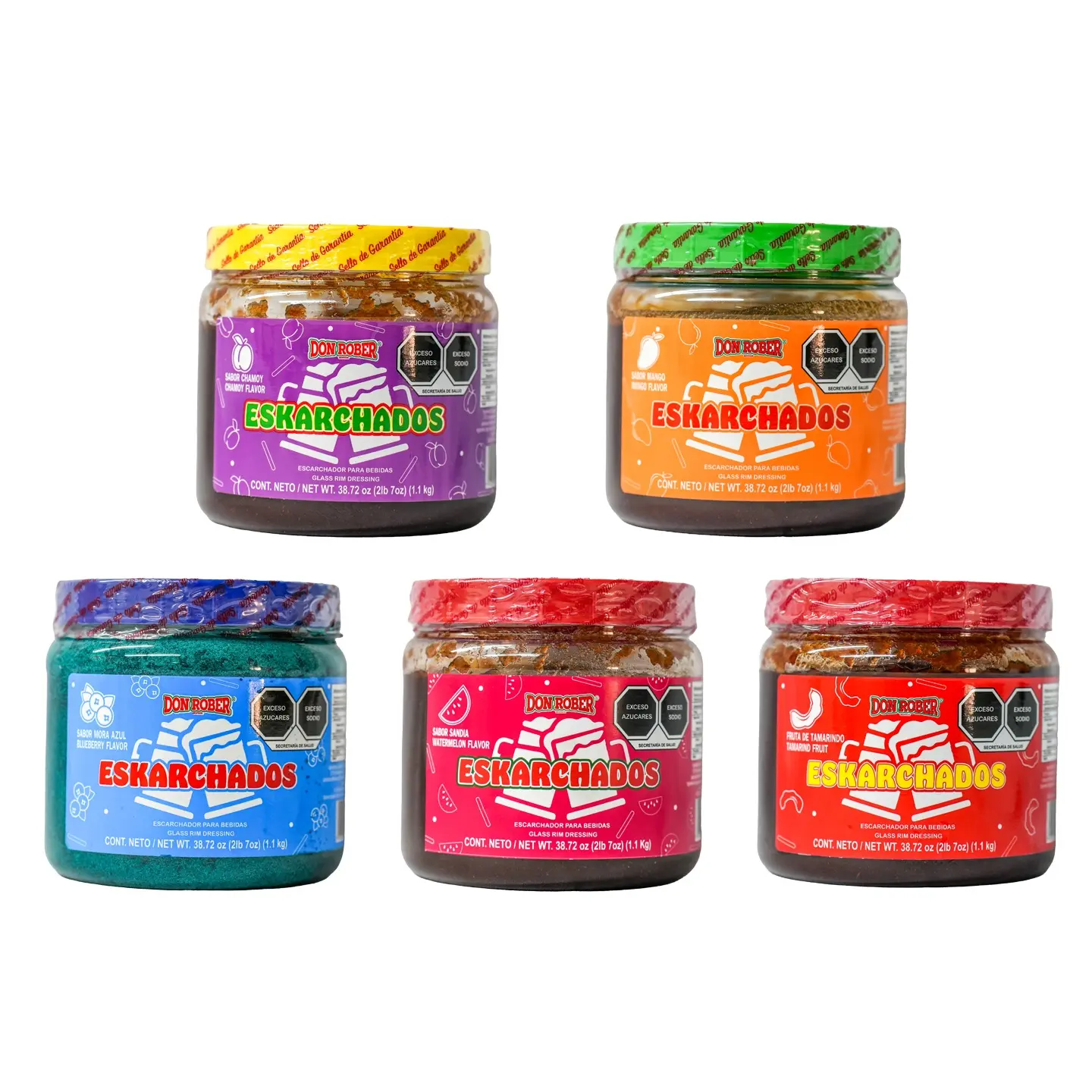 Don Rober Eskarchador 5 Flavors Rim Paste for Micheladas Chamoy, Blueberry, Watermelon, Tamarindo & Mango