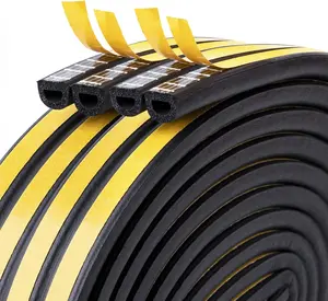 Door Weather Stripping, Soundproof Insulation Seal Strip for Windows with Self-Adhesive Protection (Black, 33Ft)