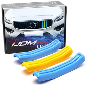 iJDMTOY Exact Fit Sweden Flag Color Grille Decoration Insert Trims For Volvo 2019-up S60 Vertical Front Grill (Color: Blue/Yellow/Blue)